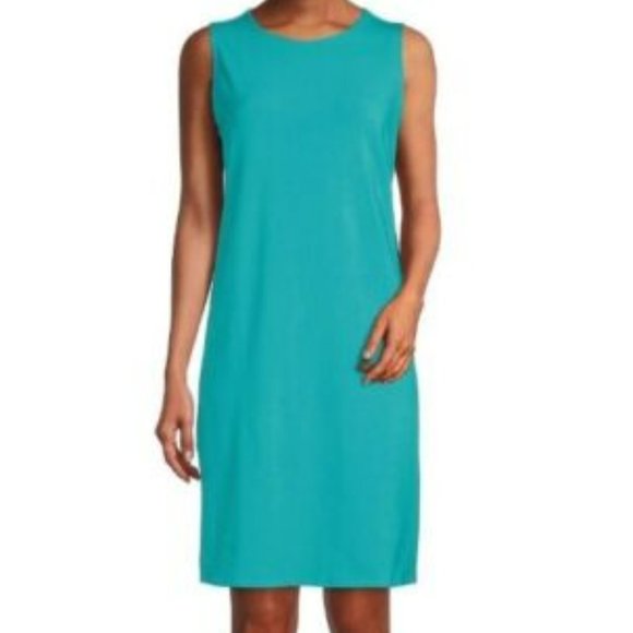 Eileen Fisher Turquoise Crew Neck Dress Size XL - Picture 4 of 7